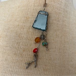 Sea Glass and Branch Boho Pendant